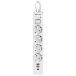 DEFENDER Сетевой фильтр DFS 141, 1.5м, белый [99433]