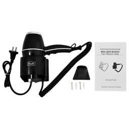 PUFF Фен для волос настенный " -1800Вl", черный, 1,8 кВт