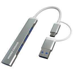 MORE CHOICE (4610196407802) USB HUB 1USB 3.0+3USB 2.0 Type-C HUB03 0,1м Silver