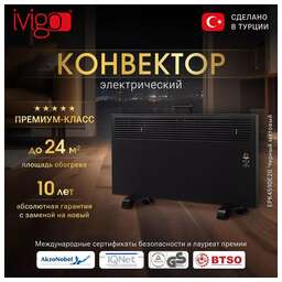 IVIGO Электрический конвектор EPK4590E20 Черный матовый