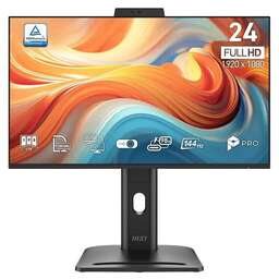 MSI Монитор 23.8" PRO MP245PDG E14 IPS, 1920x1080, 144Hz, 4ms, 250сd/m, 1000:1, HDR | HDMI(2.0b), DP(1.2a), Type-C(PD-98W), 2xUSB3.2, RJ45 | HAS, Pivot, Swivel, InPSU, Speakers, Cam, Vesa 100, Black