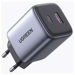 UGREEN Сетевое зарядное устройство CD350, 1xUSB-A +1xUSB-C, 35Вт, 3A, серый [15539]