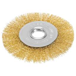 MATRIX Щетка для УШМ, 125 мм, посадка 22,2 мм, плоская, латунированная витая проволока//