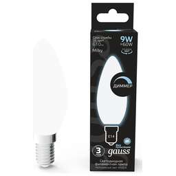 GAUSS Лампа светодиодная Filament 103201209-D 9Вт цок.:E14 свеча 220B св.свеч.бел.нейт. (упак.:1шт)