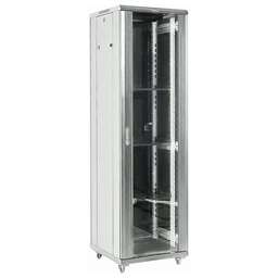 REXANT Шкаф коммутационный (04-1866-211) напольный 18U 600x600мм пер.дв.стекл 2 бок.пан. металл направл.под винты 800кг серый 46кг 230град. 987мм IP20 сталь