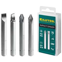 KRAFTOOL 75 мм, 4 шт, набор бит для ударной отвертки (25552)