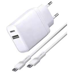 BORASCO Сетевое зарядное устройство 1xUSB-A +1xUSB-C, USB-C, 65Вт, 3.25A, белый [52585]