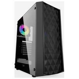 POWERCASE Корпус Diamond Mesh LED, Tempered Glass, 1x 120mm 5-color fan, чёрный, ATX (CMDM-L1)