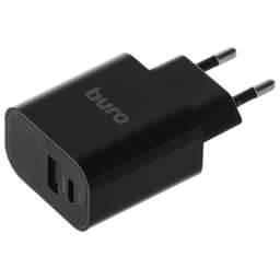 BURO Сетевое зар./устр. BUWD1 18W 3A (PD+QC) USB-C/USB-A универсальное черный (BUWD18P110BK)