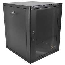 ЦМО Шкаф коммутационный (ШРН-М-12.500-9005) настенный 12U 600x520мм пер.дв.стекл 130кг черный 456мм 21.6кг 180град. 610мм IP20 сталь