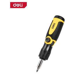 DELI Многофункциональная отвертка с трещоткой 13-в-1 DL260113 длина 165мм, 12 бит CrV, прорезиненная рукоять