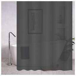 САНАКС 06-12 Штора для ванной комнаты, ГРАФИТ матовая, рельефная, с кольцами, 180 х180 см. PEVA