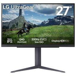 LG Монитор 27" 27GS85Q-B, 16:9, IPS, QHD, 1ms, 400cd, 200Hz,HDMI, DP, USB, HAS