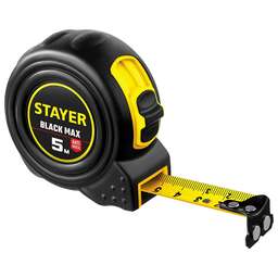 STAYER BlackMax, 5 м х 19 мм, рулетка с двумя фиксаторами, Professional (3410-05)