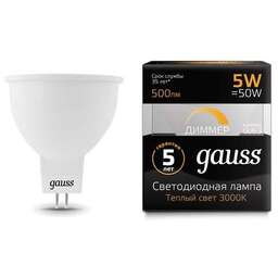 GAUSS Лампа LED GU5.3, спот, 5Вт, MR16, одна шт. [101505105-d]