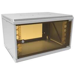 SUPRLAN Шкаф коммутационный ТВЛ-6U-600-450-СР (05-1063) настенный 6U 600x450мм пер.дв.стекл направл.под закл.гайки 70кг RAL 7035 385мм 15.7кг 360мм металл