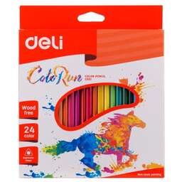 DELI Карандаши ColoRun EC00120 EC00120, трехгранный, пластик, 24 цв., коробка европодвес , 24