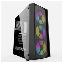 POWERCASE Корпус Rhombus X3 Mesh LED, Tempered Glass, 3x 120mm 5-color fan, чёрный, ATX (CMRMX-L3)