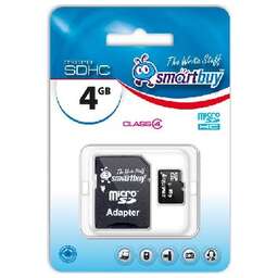 SMARTBUY (SB4GBSDCL4-01) MicroSDHC 4GB Class4 + адаптер