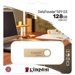 KINGSTON Флешка USB DataTraveler SE9 128ГБ, USB3.0, золотистый [dtse9g3/128gb]