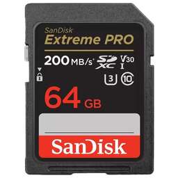 SANDISK Карта памяти SDXC UHS-I U3 Extreme 64 ГБ, 200 МБ/с, Class 10, SDSDXXU-064G-GN4IN, 1 шт