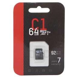 HIKVISION Карта памяти microSDXC UHS-I U1 64 ГБ, 92 МБ/с, Class 10, HS-TF-C1(STD)/64G/ZAZ01X00/OD, 1 шт., переходник без адаптера