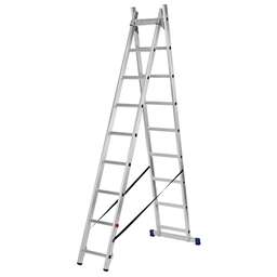 СИБРТЕХ Лестница, 2 х 9 ступеней, алюминиевая, двухсекционная, 97909