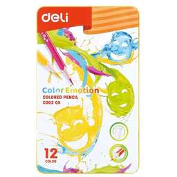 DELI Карандаши Color Emotion EC00205 EC00205, липа, 12 цв., коробка металлическая