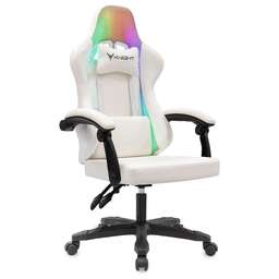 KNIGHT Кресло игровое Wolf RGB, на колесиках, экокожа/сетка, белый [ wolf rgb wh]