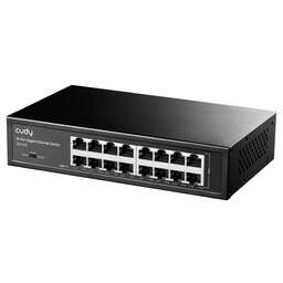 CUDY Коммутатор 16-Port Gigabit Metal Switch 16-Port Gigabit Switch, 16 Gigabit RJ45 Ports, IGMP Snooping, Loop Detection/Prevention, 802.1p/DSCP QoS, Switch/VLAN/Extend working mode DIP switch, Rack-mountable Steel Case, Power Saving, Plug & Play, Rack-Mount kits included