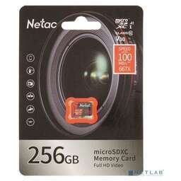 NETAC Micro SecureDigital 256GB P500 Extreme Pro MicroSDXC V30/A1/C10 up to 100MB/s, retail pack card only [NT02P500PRO-256G-S]