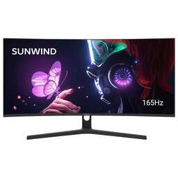 SUNWIND Монитор 34" SM-34QV401 черный VA LED 1ms 21:9 HDMI матовая 300cd 178гр/178гр 3440x1440 165Hz G-Sync DP WQ 5.6кг