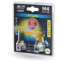 AVS Галогенная лампа /ATLAS ANTI-FOG/желтый H4.24V.75/70W.блистер 2шт