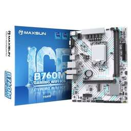 MAXSUN Материнская плата MS-B760M GAMING WIFI ICE B760, LGA1700, 2*DDR4, 1*PCIEx16, 1*PCIEx1, 1*M.2, 4*USB3.2Gen1, 6*USB2.0, 3*SATA3.0, 1G, VGA, HDMI, M-ATX, RTL
