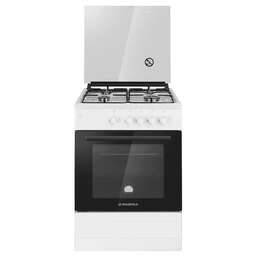 MAUNFELD Газовая плита MGC60GEW03, газовая духовка, стеклянная крышка, сталь, белый [ка-00018455]
