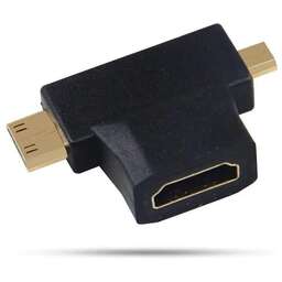 PREMIER Переходник аудио-видео 5-895-6, Micro HDMI (m) - HDMI (f) , Mini HDMI (m), черный