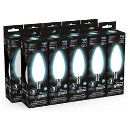GAUSS Лампа светодиодная Filament 103201209 9Вт цок.:E14 свеча 220B св.свеч.бел.нейт. (упак.:10шт)