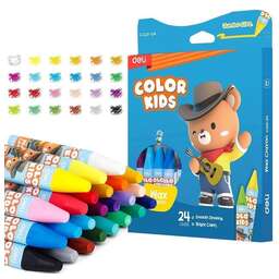 DELI Восковые мелки EC221-24 Color Kids трехгр. 24цв. (24шт) дл.75мм д.11мм картон.кор./европод