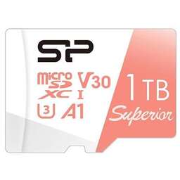 SILICON POWER Карта памяти microSDXC UHS-I U3 Superior 1024 ГБ, 100 МБ/с, Class 10, SP001TBSTXDV3V20, 1 шт., без адаптера