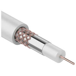 REXANT (01-2641) Кабель коаксиальный RG-59U+CU, CU/AL/CU, 64%, 75 ОМ, бухта 100М белый