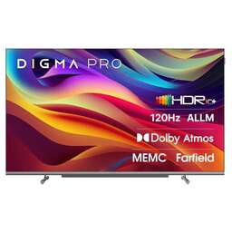 DIGMA PRO Телевизор QLED 55" QLED 55L Google TV Frameless черный/серебристый 4K Ultra HD 120Hz HSR DVB-T DVB-T2 DVB-C DVB-S DVB-S2 USB WiFi Smart TV