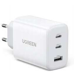 UGREEN Сетевое зарядное устройство CD275, 2xUSB-A +1xUSB-C, 65Вт, 5A, белый [90496]