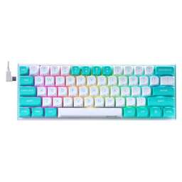 REDRAGON Клавиатура Fidd, USB, белый бирюзовый [72187]