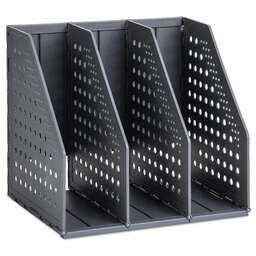 DELI Лоток вертикальный 79003Black 3отд. складной A5 200х150х180мм черный пластик