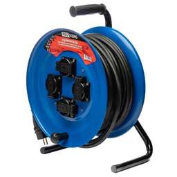REDVERG Удлинитель силовой MA-298, розеток 4шт, 3x2.5 кв.мм, 16A, 30м, КГ, катушка металлическая, черный