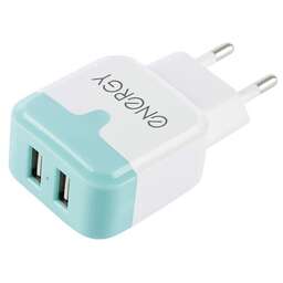 ENERGY Сетевое зарядное устройство ET-33, 2 USB разъёма, 2,1А, цвет - белый (104291)