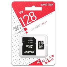 SMARTBUY (SB128GBSDCL10-01) MicroSDXC 128GB Class10 UHS-I U1 + адаптер