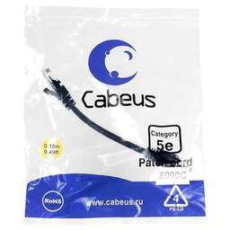 CABEUS Патч-корд PC-UTP-RJ45-Cat.5e-0.15m-BK-LSZH U/UTP RJ-45 вил.-вилка RJ-45 кат.5E 0.15м черный LSZH