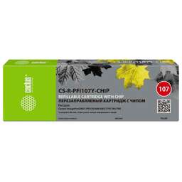 CACTUS Картридж перезаправляемый струйный CS-R-PFI107Y-CHIP желтый (260мл) для Canon imageProGRAF iPF670/680/685/770/780/785 с чипом