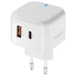 PERO Сетевое зарядное устройство TC10, USB-A, USB-C, 20Вт, 3.1A, белый [тс10whpd]